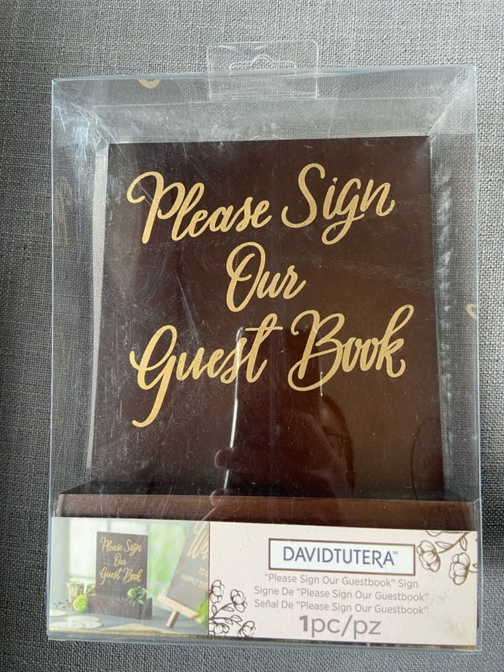 David Tutera Gold Lettering 'Please Sign Our Guest Book' Wood Sign
